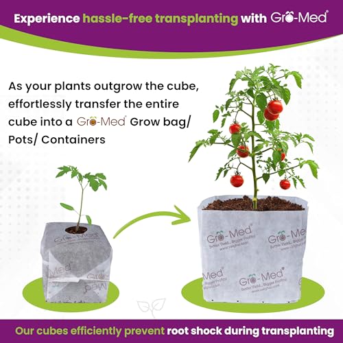 Gro-Med Coco Coir Seed Starter Cubes NPK Enriched for Herbs, Flowers, Vegetables organic Coco 4 Inch Plugs Perfect for Cloning, Cuttings, Propagation - 10 Cubes- Best Alternative to Peatmoss, Rockwool - size: Seed Starter Cubes Pack of 10