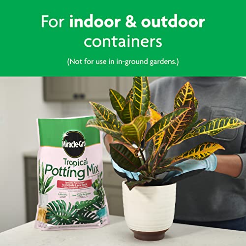 Miracle-Gro Tropical Potting Mix - Growing Media for Tropical Plants Living in Indoor and Outdoor Containers, 6 qt. (4-Pack) - size: 4 Pack, style: Potting Mix