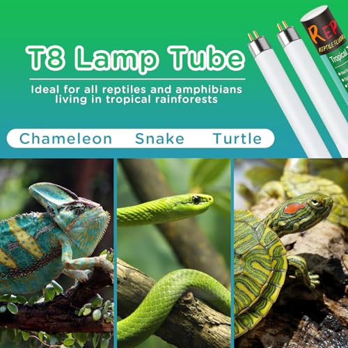 T8 UVB Reptile Light 15W 5.0-2 Pack,UVA UVB Light Bulb for Reptiles,Reptile UVB Lamp Tube for Bearded Dragon - size: 18inch-5.0