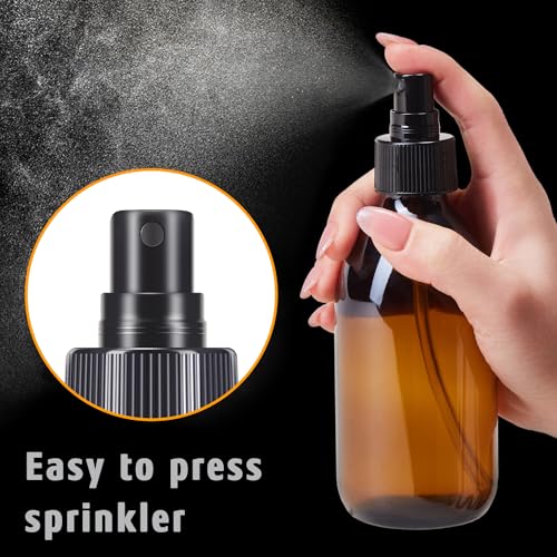 Tecohouse Amber Glass Spray Bottles 8.8 oz, 2 Pack Empty Spray Bottle for Essential Oils, Small Glass Bottles for Cleaning Solutions, Plants, Hair with Durable Nozzle, Labels, Funnel - color: 8.8 oz Amber