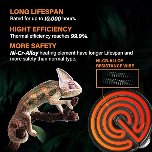 Simple Deluxe Ceramic Heat Emitter 150W Reptile Heat Lamp Bulb No Light Emitting Brooder Coop Heater for Amphibian Pet Snake Turtle & Incubating Chicken, No Harm, Color Black, 1 Pack - size: 150 Watts, style: 1 Pack