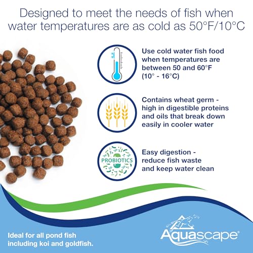 Aquascape 81004 Premium Cold Water Fish Food Pellets for Large Pond Fish, Large Pellet, 44 Pounds - size: 1 Ounce (Pack of 1), style: Large Pellet