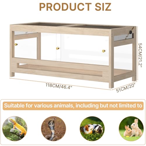 4x2x2 Reptile Enclosure 80 Gallon – Large Reptile Tank for Bearded Dragon Cage, Snake Terrarium & Reptile Habitat with Mesh Top