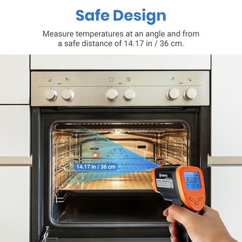 Etekcity Infrared Thermometer Laser Temperature Gun 1080, -58°F~ 1130°F for Meat Food Candy Pizza Oven, Heat Gun for Cooking, Kitchen, Fridge, Reptile, BBQ, HAVC, Adjustable Emissivity & Max Measure - color: Blaze Orange, style: Advanced