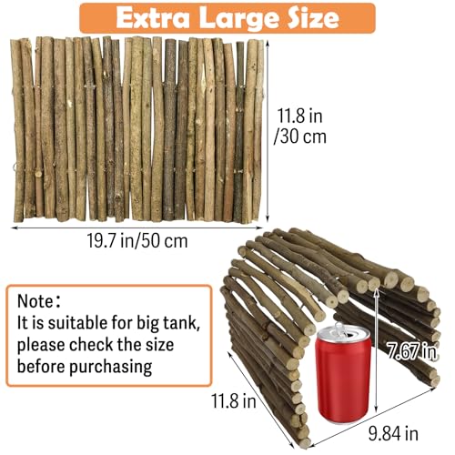 Hamiledyi Reptile Hide Box Gecko Hideout Cave with Sink Humidifier and Extra Large Tortoise Hide 20"x 11.8" Wooden Reptile Hides Large Snake Hide for Ball Python Bearded Dragon Chameleon Lizard