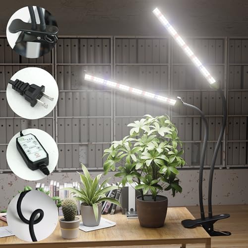 GooingTop LED Grow Light,White Full Spectrum Clip Plant Growing Lamp with High Power Red Blue LEDs for Indoor Plants,Dimming & Optional Auto Timer - size: 75Watts