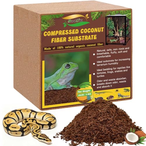 ZeeDix 10LBS Coconut Fiber Substrate, 100% Organic Coconut Husk Coco Coir Brick Terrarium Bedding for Reptiles, Tortoise, Bearded Dragon, Leopard Gecko, Snake, Hermit Crabs, Frogs, Tarantula - color: 1pcs-10lbs