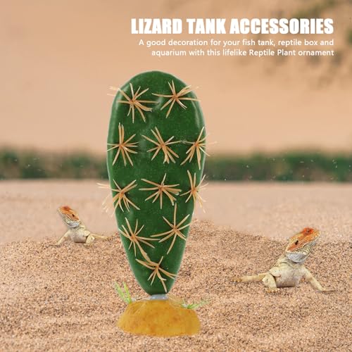 Gadpiparty Artificial Reptile Plants Terrarium Cactus Decor for Lizard Gecko Habitat Fish Tank Decoration Plastic Resin Fake Plant Ornament with Stable Base for Aquarium and Pet Enclosure