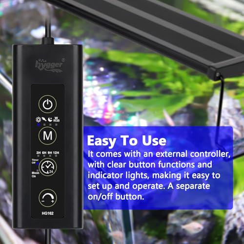 hygger New Mode 24/7 Timer LED Aquarium Light, Auto On Off Full Spectrum Fish Tank Light Fish Colorful/Sun/Nightlight/Wrgb Cycle Mode for Freshwater Plants Tank (for 50in~57in Long Tank)