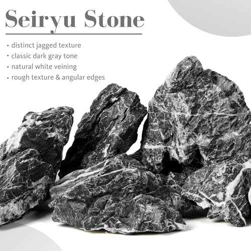 2.2-4.1 Inches Natural Seiryu Stone, 10 PCS Small Aquarium Rocks for Aquascaping, Iwagumi Layouts, Terrariums & Aquarium Décor - size: 2.2-4.1 in