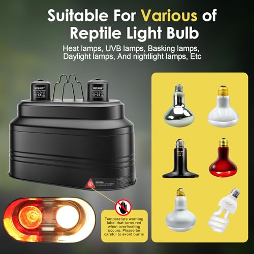 MIXJOY 11 inch Dual Reptile Light Fixture with 160W&125 Reptile Heat Lamp Bulb, Each UVA UVB Reptile Light Bulb with Separate Switches, for Reptile and Amphibian Use