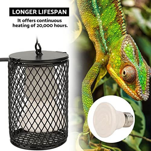 Ceramic Heat Lamp Bulb with Lampshade, 100W Infrared Emitter Heater Lamp Bulbs for Pet Brooder Coop Chicken Lizard Snake Aquarium, with Power Switch&Anti-Biting Hanging Hook