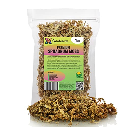 GARDENERA Premium Sphagnum Moss - Organic Hand Mixed New Zealand Long Fibered Sphagnum Moss Orchid - 1 Quart Bag - size: 1 QUART