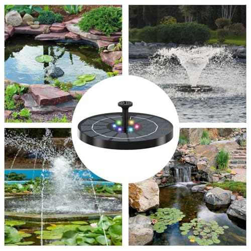 Sunlight Fountain Illuminated Floating Aeration Decorative Garden Backyard Patio Poolside Aquarium Terrarium Deck Landscape Outdoor Kids Toy Ecofriend Pump Ornament Gift Relaxation Spray LED Feature