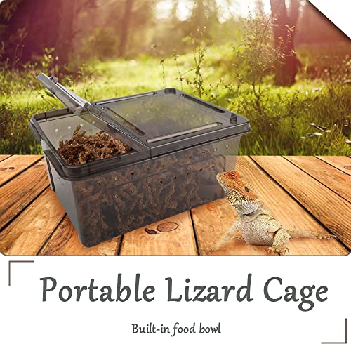 Hamiledyi 2PCS Reptile Feeding Box Snake Breeding Box Transparent Animal Habitat Cage and Reptile Plants Fake Amphibian Plants 2 Pcs Artificial Leaves for Snake, Lizard, Chameleon