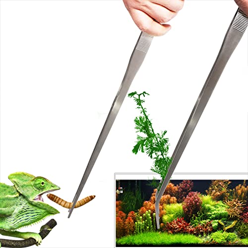 2Pcs 18.9 inch Extra Long Tweezers for Salt & Fresh Water, Heavy Duty Reptile Feeding Tongs for Aquarium & Terrarium, Large Metal Snake Feeding Tongs, SUS 304 Stainless Steel Tweezers - size: 18.9 inch, 0.1 inch, 2-pack
