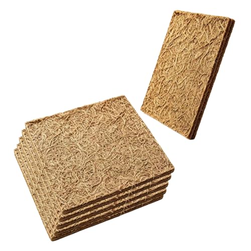 6 Pack Natural Coconut Fiber Reptile Carpet Laying Hen Nest Box Pads 10 x10 Nesting Box Liners for Lizard, Snake, Turtle, Birds, Bunny Habitat