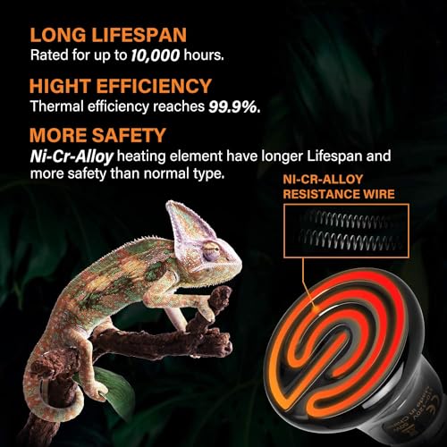 HealSmart Reptile Mini Heat Lamp 25W/50W Ceramic Heat Emitter, No Light Emitting Infrared Heat Bulbs for Amphibian Pet Brooder Coop Incubating Chicken - color: Black-1 Pack, size: 50 Watts