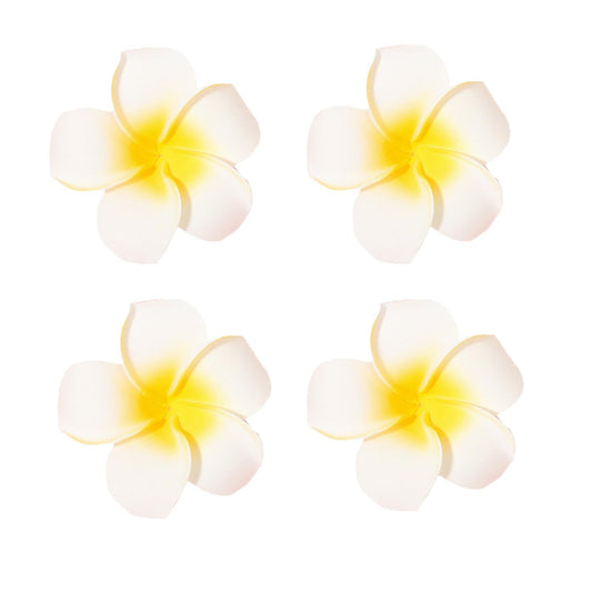 Love Sweety 4Pcs Hawaiian Plumeria Hair Clips Galsang Flower Barrettes For Beach Party (4Pcs White)