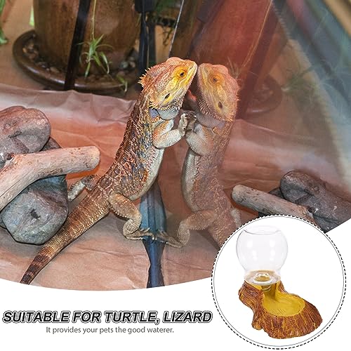 Mipcase Automatic Drinking Fountain Resin Turtle Lizard Waterer Water Dish Reptile Fountain Accessory for Tank Decor