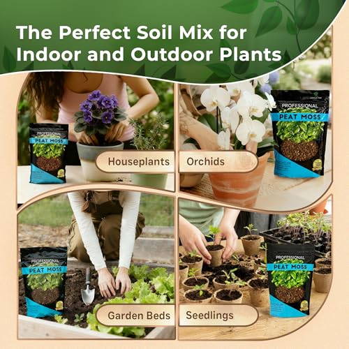 Professional Peat Moss for Plants 2.2 Quarts, Organic Peat Moss for Potting Soil, Lightweight Soil Additive for Indoor Outdoor Container Garden Plants, Made in USA - style: Peat Moss Soil Additive (2.2 Quarts)