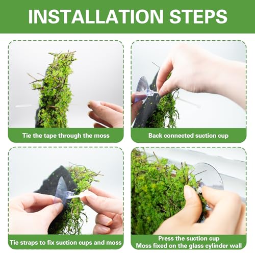 Terrarium Moss Background 7.9 x 39 Inch, Reptile Backdrop Wall Decor and Artificial Moss Reptile Amphibian Cage Decoration for Lizard Bearded Dragon Snake Frog Chameleon Leopard Gecko Tortoise
