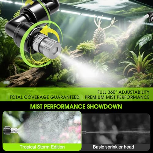 Reptile Humidifier Reptile Mister System with Timer & 360° Nozzles | Chameleons, Snakes, Frogs Misting for Terrarium, Auto Misting for Terrariums, Adjustable Nozzles & Quiet Operation - color: black
