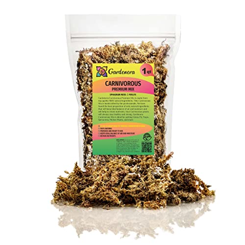 Gardenera Sphagnum Moss Potting Mix for Carnivorous Plants, Moss and Perlite Blend for Potting Venus Fly Traps, Sarracenia, Pitcher Plants - 75% Sphagnum Moss + 25% Perlite - Made in USA - 1 Quart - size: 1 Quart Bag, style: Carnivorous Plant Soilless Mix