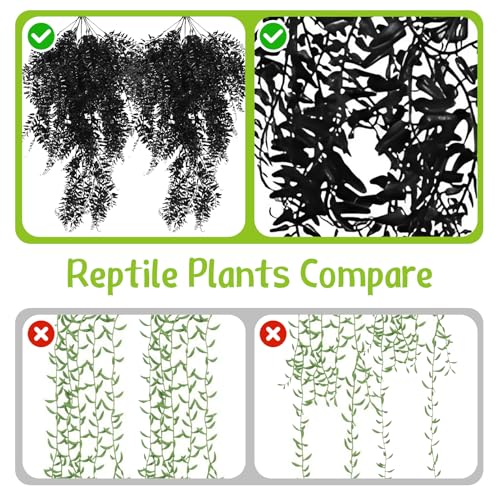 Hamiledyi 2PCS Reptile Feeding Box Snake Breeding Box Transparent Animal Habitat Cage and Reptile Plants Fake Amphibian Plants 2 Pcs Artificial Leaves for Snake, Lizard, Chameleon