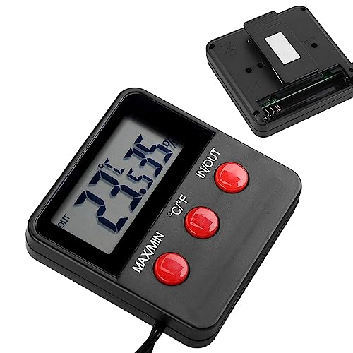 Digital Thermometer Hygrometer LCD Display High Temperature Humidity Monitor Meter for Egg Incubator Pet Keeping Indoor Outdoor Use 62x62x22mm