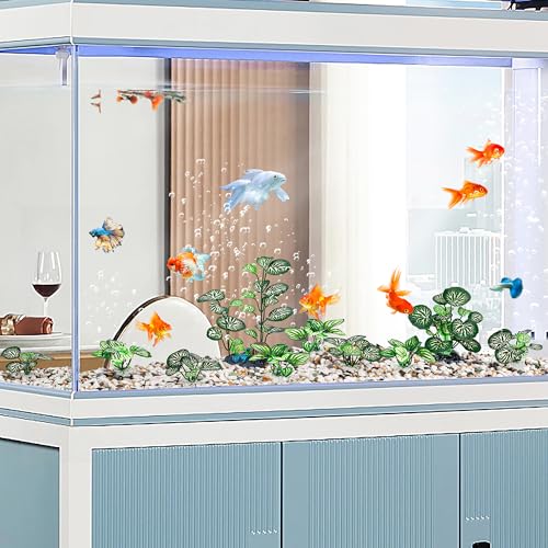 MyLifeUNIT Betta Fish Tank Decor Plants, 10 Pack Silk Aquarium Plants for Fish Tank Decorations, Betta Fish Leaf Pad for Sleeping Resting Hiding Playing