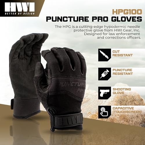 HWI Gear HPG100 Puncture Pro Duty Glove Cut-Resistant, Hypodermic Needle Protective, Touchscreen Capable - size: X-Small