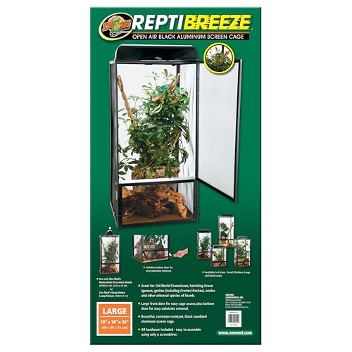 Zoo Med ReptiBreeze Open Air Screen Cage, Large, 18 x 18 x 36-Inches - size: 18" x 18" x 36"