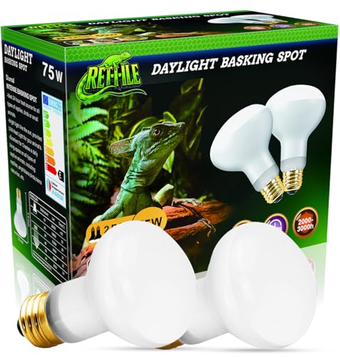 Reptile Heat Lamp 75W, 2 Pack Daylight UVA Basking Light Bulbs with E26 Base for Lizards, Turtles, Snakes and Amphibians - style: Basking 75W 2Pack