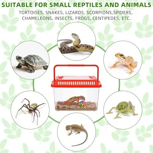 LemonRoad 25 Pcs Plastic Reptile Terrariums Carrier Cage Enclosure Snake Breeding Box Hatching Container Fish Tank with Ventilated Lid for Tarantula Spider Turtle Lizard (Classic,5.9x4.3x3.7 Inch) - color: Classic, size: 5.9x4.3x3.7 Inch