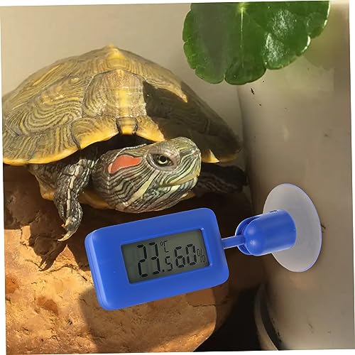 Mikikit Mini Reptile Humidity and Temperature Gauge 360° Rotating Night Glow Suction Cup Thermometer for Leopard Gecko and Bearded Lizards Digital Hygrometer for Reptile Terrariums