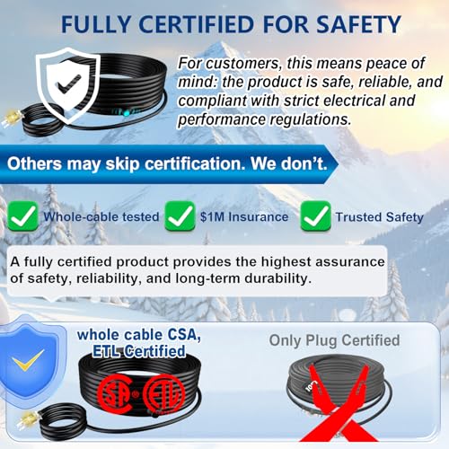 6ft Pipe Freeze Protection Heat Tape Constant Wattage 7w/ft, Energy-Efficient with Thermostat, Safe for Metal & Plastic Pipes, -40°F Performance - style: 6 Feet