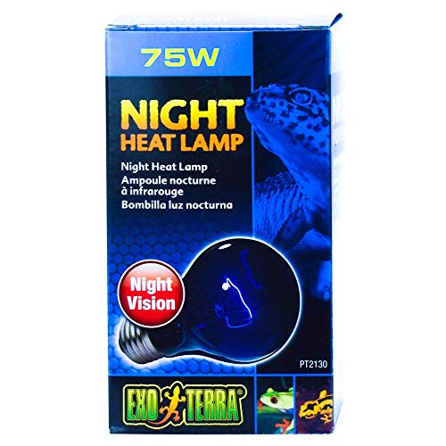 Exo Terra Night Glo Moonlight Heat Lamp, A19 Reptile Terrarium Light Bulb, 75 Watts, PT2130A1