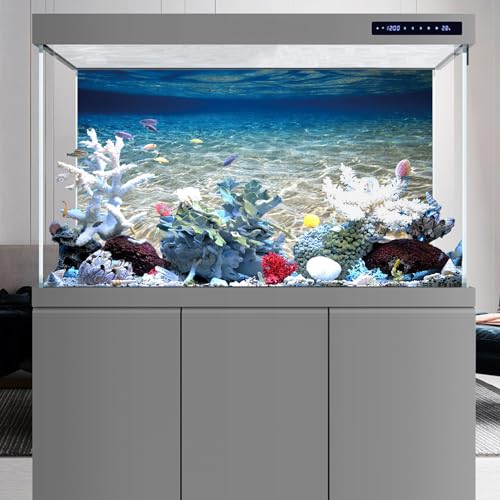 AWERT 36x20 inches Ocean Floor Aquarium Background Underwater Fish Tank Background Undersea Theme Aquarium Background - size: 36x20in/90x50cm