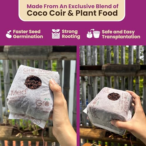 Gro-Med Coco Coir Seed Starter Cubes NPK Enriched for Herbs, Flowers, Vegetables organic Coco 4 Inch Plugs Perfect for Cloning, Cuttings, Propagation - 10 Cubes- Best Alternative to Peatmoss, Rockwool - size: Seed Starter Cubes Pack of 10