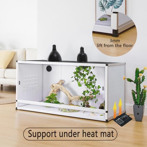 PVC Reptile Enclosure 76 Gallon ToxiRium Large Reptile Terrarium 44''x20''x20 Tank for Bearded Dragon Gecko Lizard Snake,Wide Breeding Lounge Vivarium Area with Sliding Doors Lock - size: 44x20x20'' - 76 Gallon - 1pc
