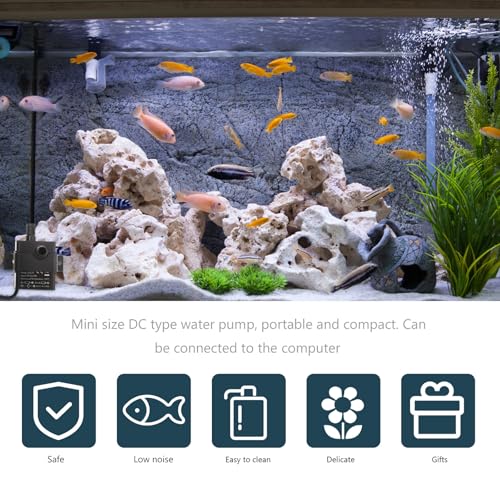 Happyyami Miniature Brushless Dc Water Pump 5v Submersible Micro Aquarium Fountain Pump for Fish Tank and Pet Drinking Fountain 2m Lift Height