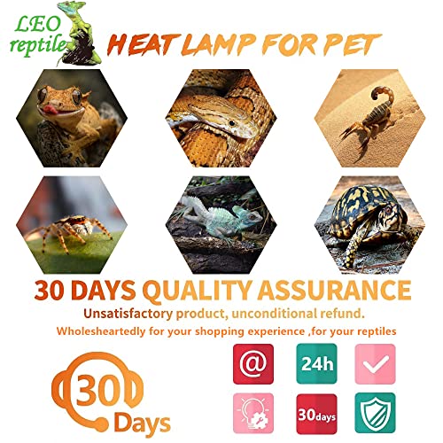 Leoterra 75W Ceramic Heat Emitter, Reptile Heat Lamp Bulb for 20-40 Gallons Bearded Dragon Tank & Turtle Terrarium, All-Purpose No-Light Night Heating for Lizards, Snakes, Chameleons (2-Pack) - style: 75 watt