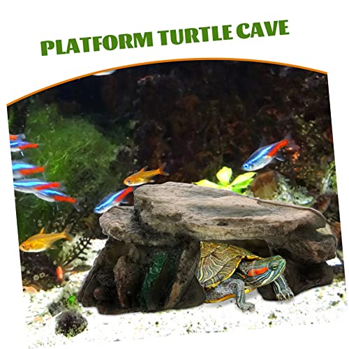 NOLITOY Turtle Climbing Platform with Cave and Ramp Durable Aquarium Ornament for Snakes Lizards and Turtles Stable Design for Reptile Habitat and Easy Cleaning