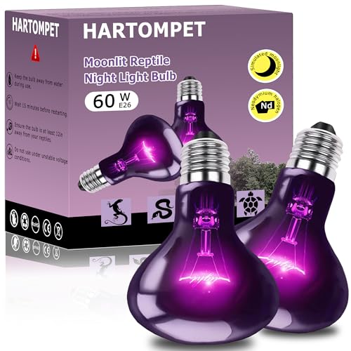 60W Reptile Night Light Bulb - Simulate Natural Moonlight for Bearded Dragons, Lizards, Snakes, and Amphibians - UVA Basking Lamp for Aquariums & Tanks, Enhance Health and Activity