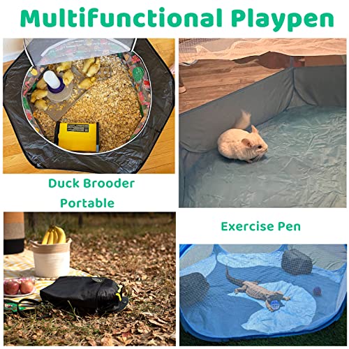 Amakunft Small Animal Pop-Up Playpen with Mesh Cover, 47'' x 23.6'' x 15'' Chicken Brooder Box, Play Pen Indoor Outdoor for Guinea Pigs, Bunny, Rabbits, Ferrets, Chinchillas, Kittens | Indoor/outdoor, water-resistant, chicken brooder, travel playpen for r