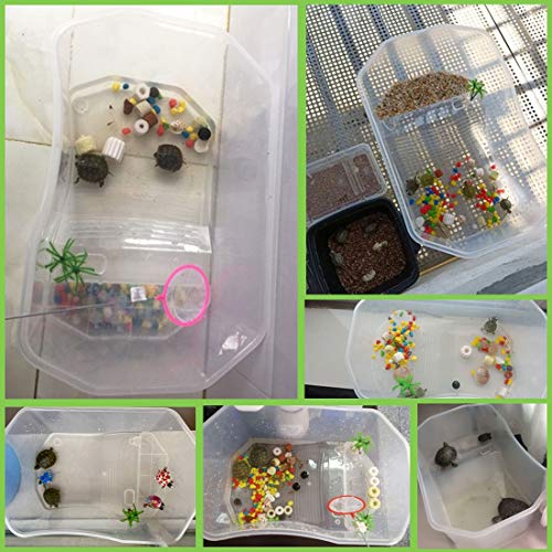 PINVNBY Plastic Turtle Tank Reptile Habitat Pet Terrariums Turtles Tank Aquarium Terrapin Topper Basking with Platform Plants,Durable,Safe, Non-Toxic(White) - color: White