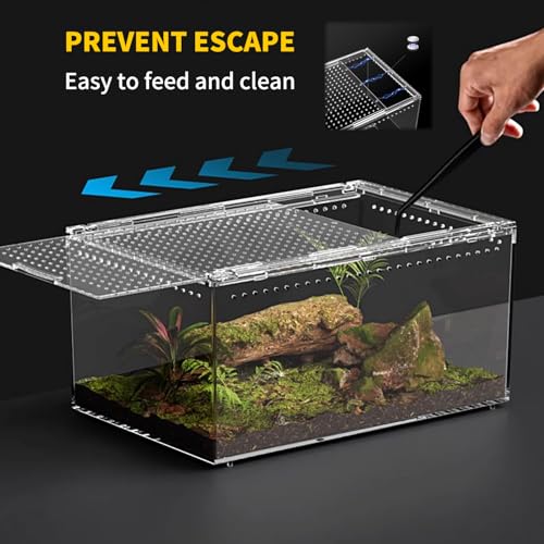 Reptile Growth Reptile PC Terrarium,Tarantula Enclosure,Spider Tank with Magnetic Button.12"x 8" x 6" Lizard Enclosure,Reptile Breeding Tank for Insect,Fish,Tarantula,Hermit Crab,Small Bearded Dragon - size: 12" * 8" * 6"