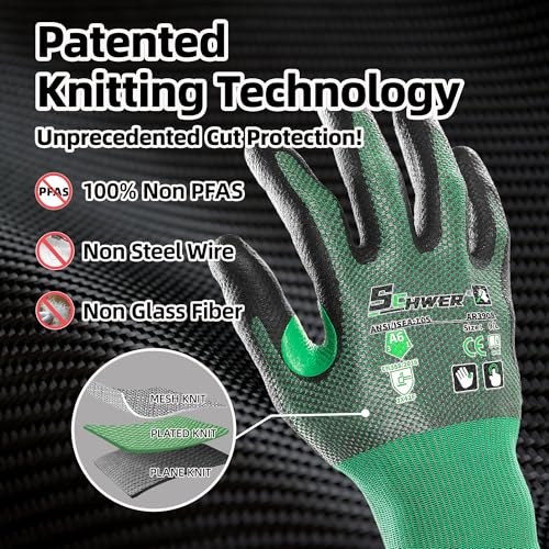 Schwer AIR-SKIN ANSI A6 Cut Resistant Gloves, AR3908 Cut Proof Gloves, Ultra Thin Cutting Gloves with Reinforced Thumb, Wire & Fiberglass Free, Comfort-Fit Work Gloves for Mechanics, M, 2 Pairs - size: Medium, style: 2 Pairs