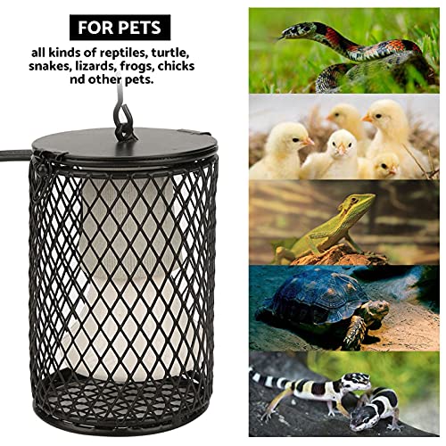 Ceramic Heat Lamp Bulb with Lampshade, 100W Infrared Emitter Heater Lamp Bulbs for Pet Brooder Coop Chicken Lizard Snake Aquarium, with Power Switch&Anti-Biting Hanging Hook